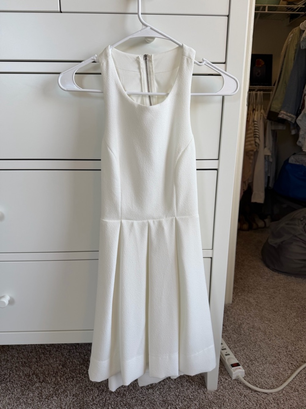 Lulu's White Textured Sleeveless Midi Dress